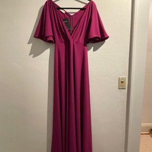 Roserry Florence Wrap Maxi Dress With Butterfly Sleeves In Orchid